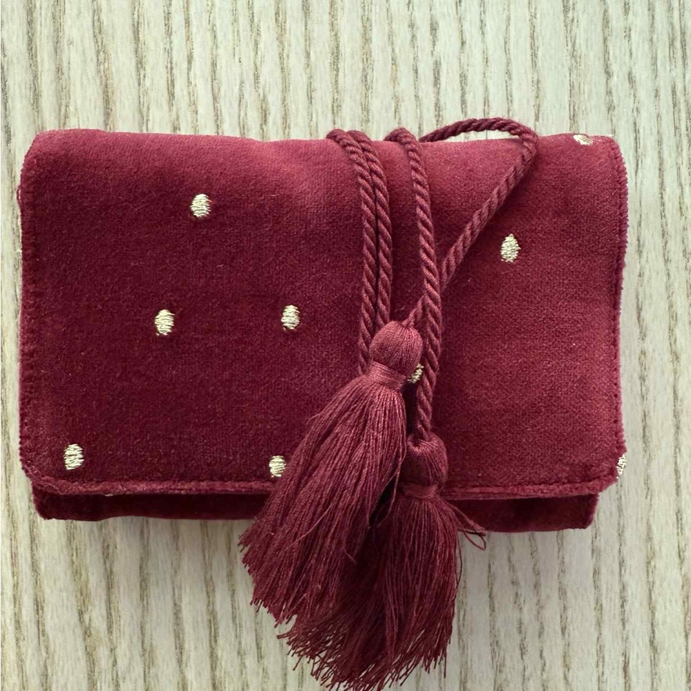 NWOT Sezane Burgundy Jewellery Case with Tassels